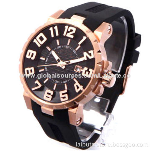 Extra Large Face Watch for Men, with Silicone Strap and Stainless Steel Case